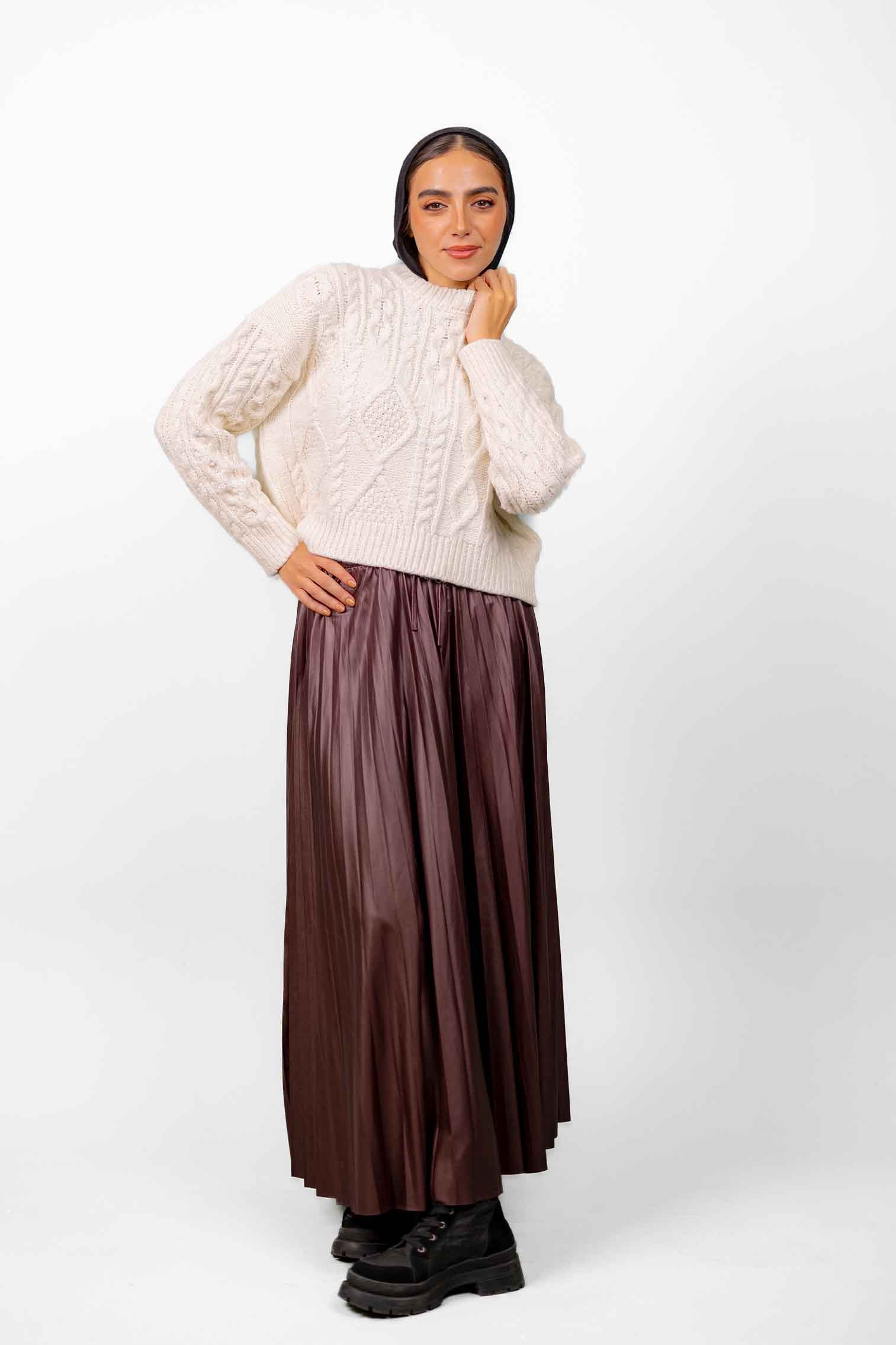 Leather Pleated Skirt