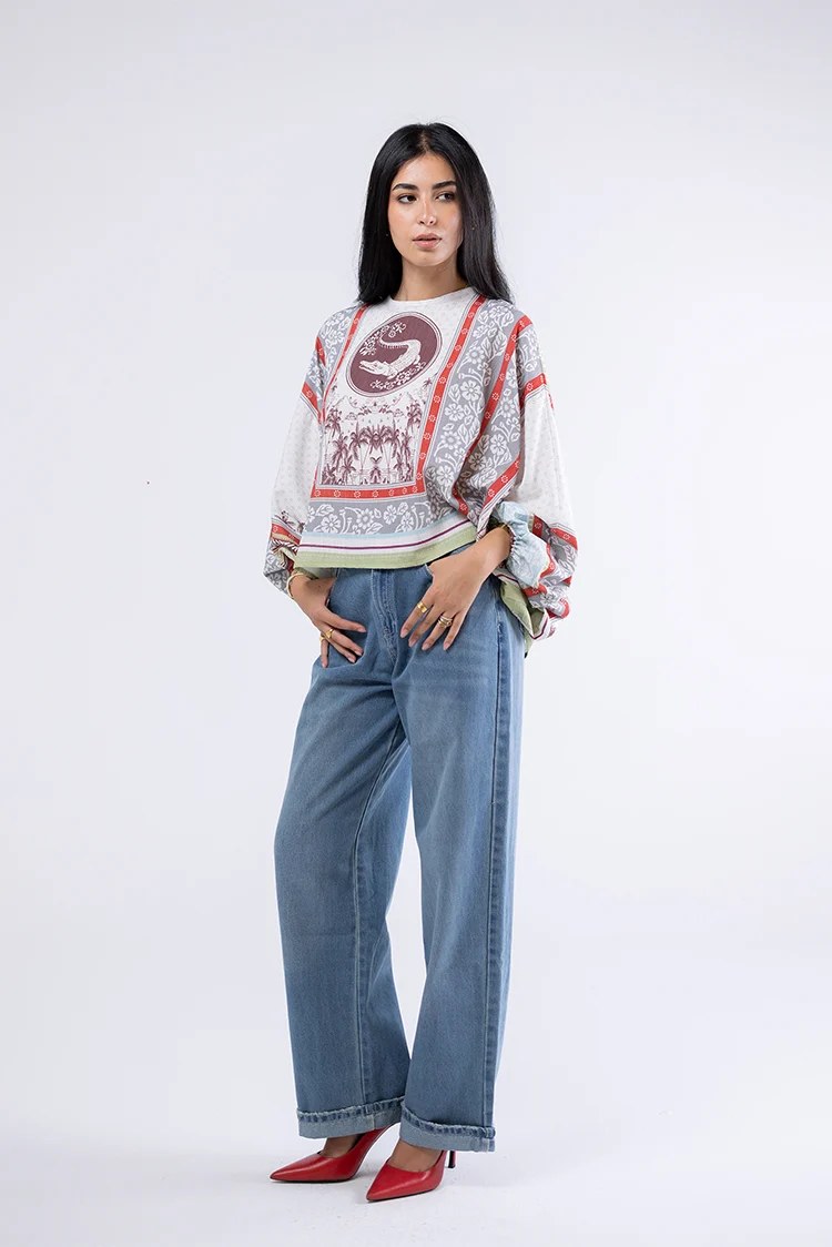 Wide-Leg Denim Pants