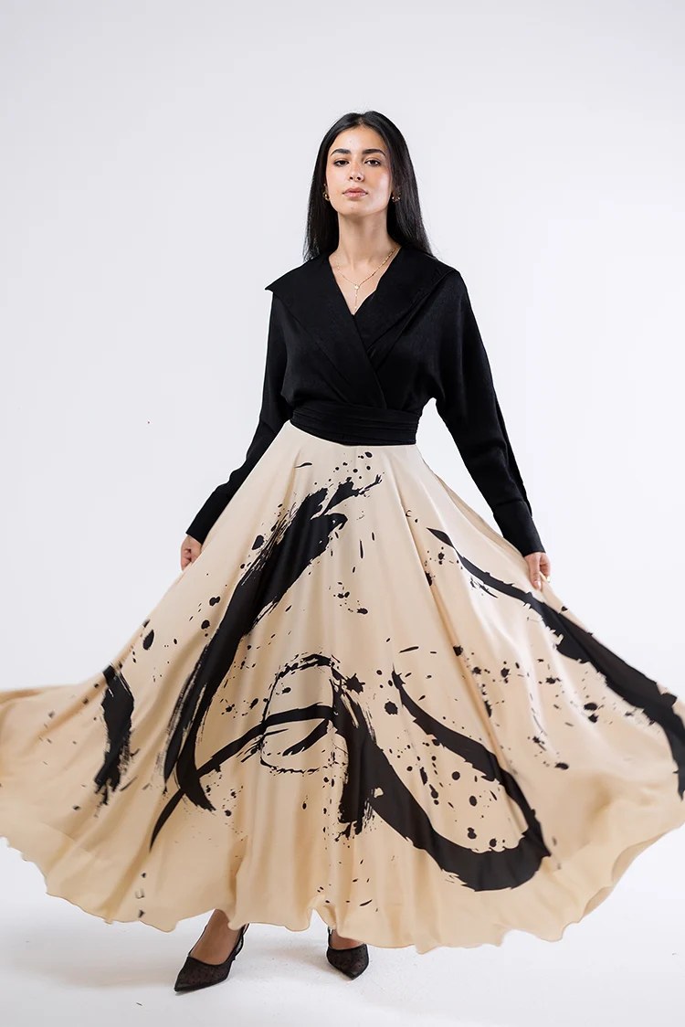 Abstract Print Maxi Skirt