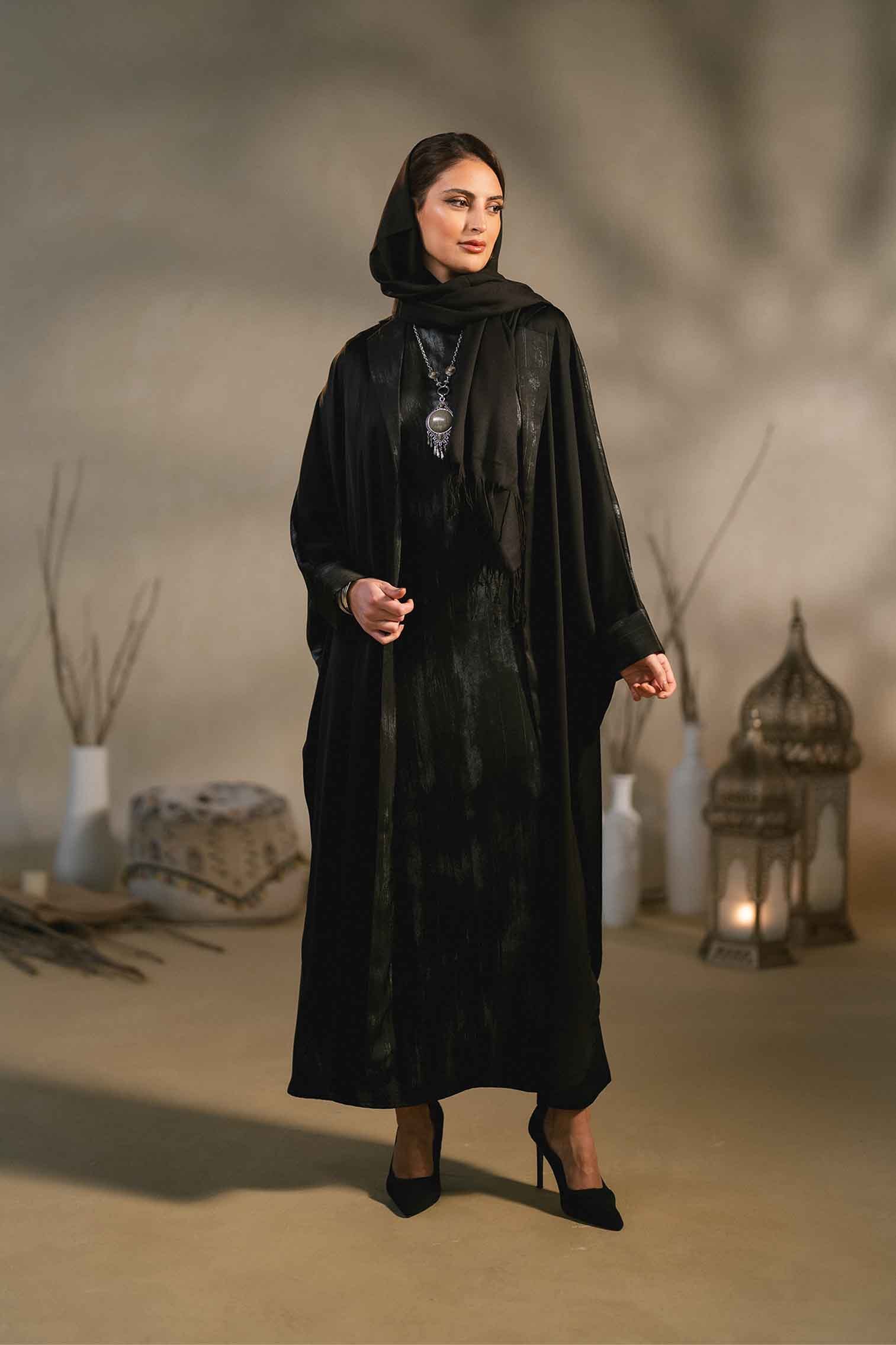 Open silk Abaya