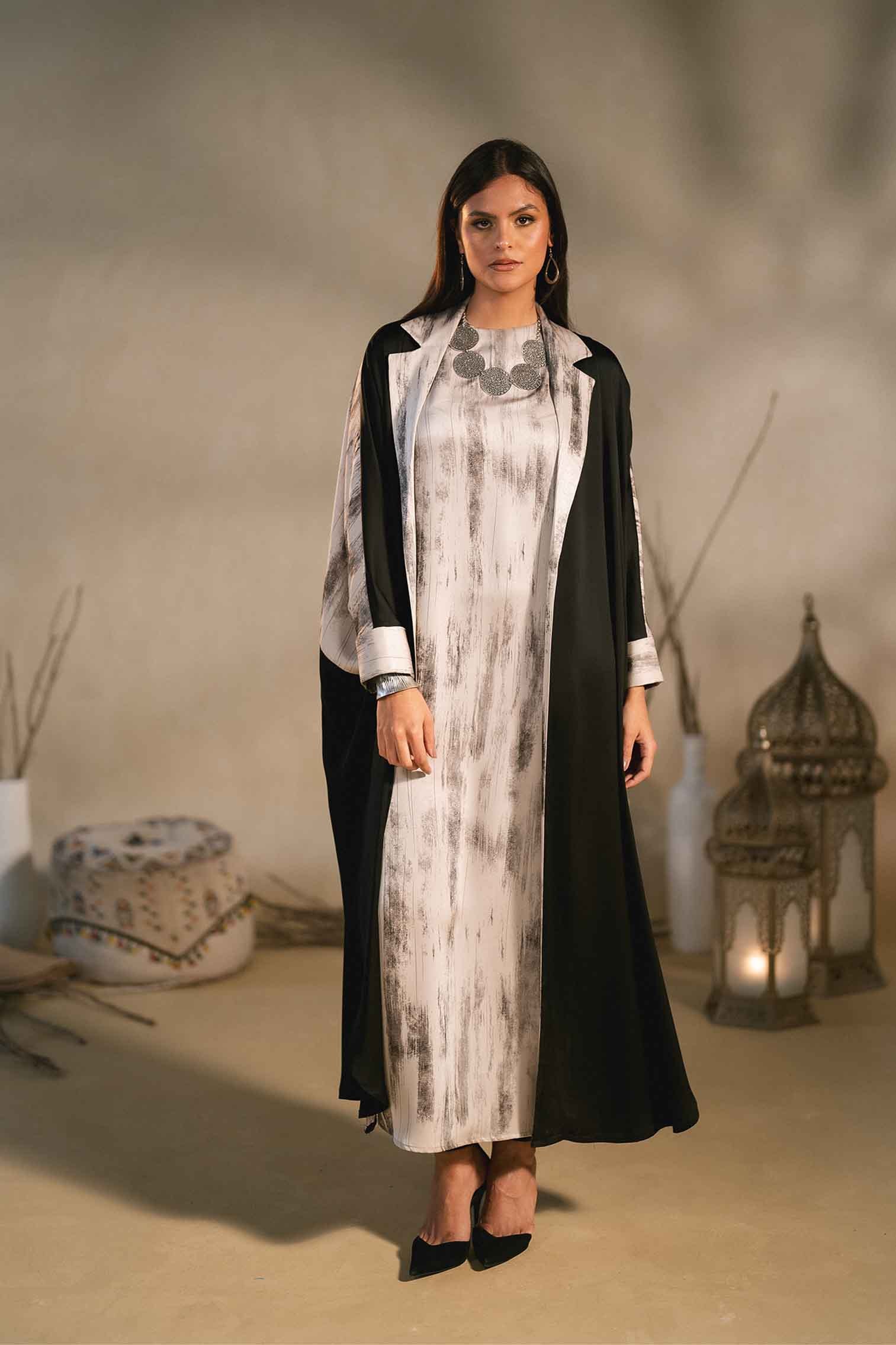 Open silk Abaya