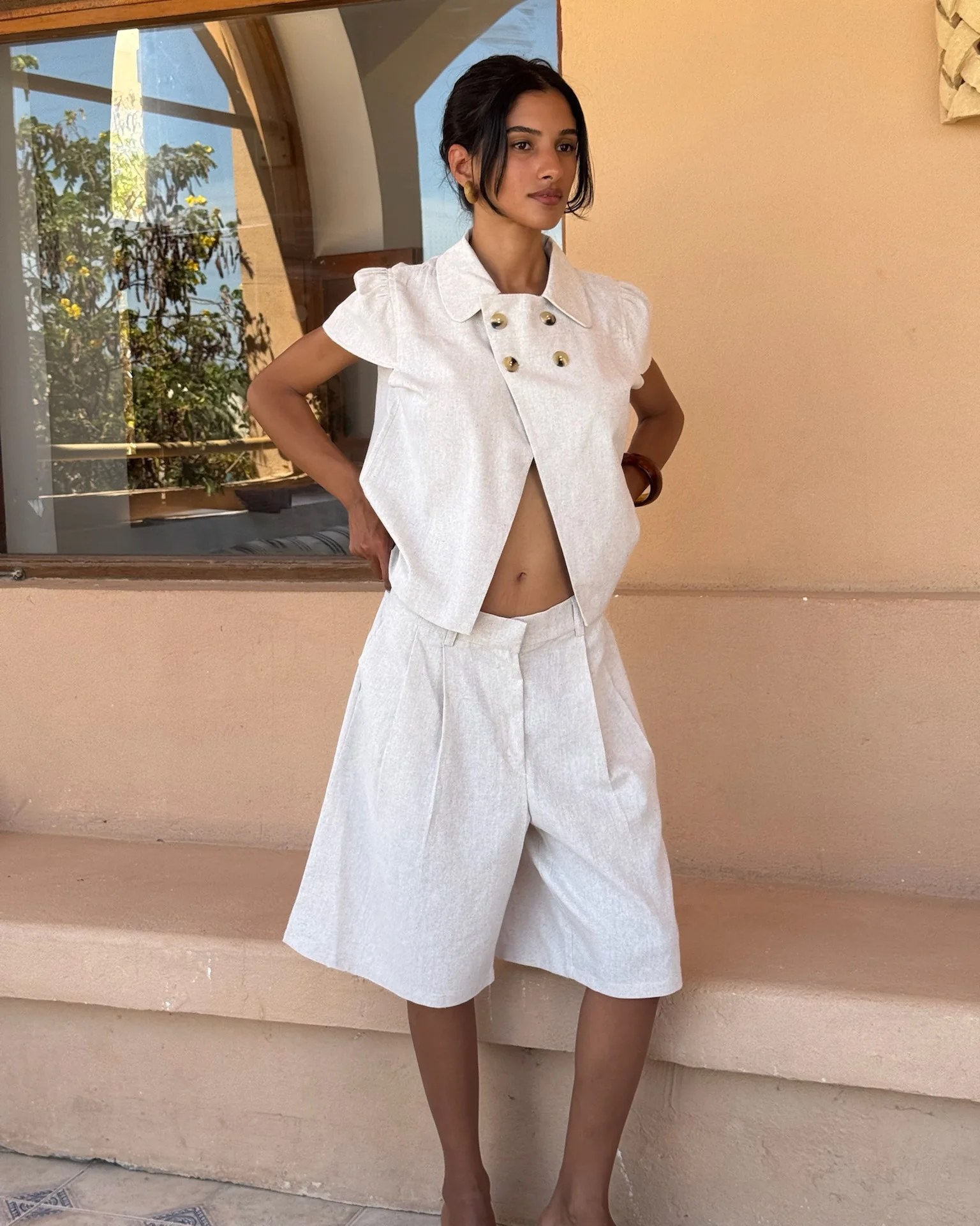 Dune Linen Jorts - Beige
