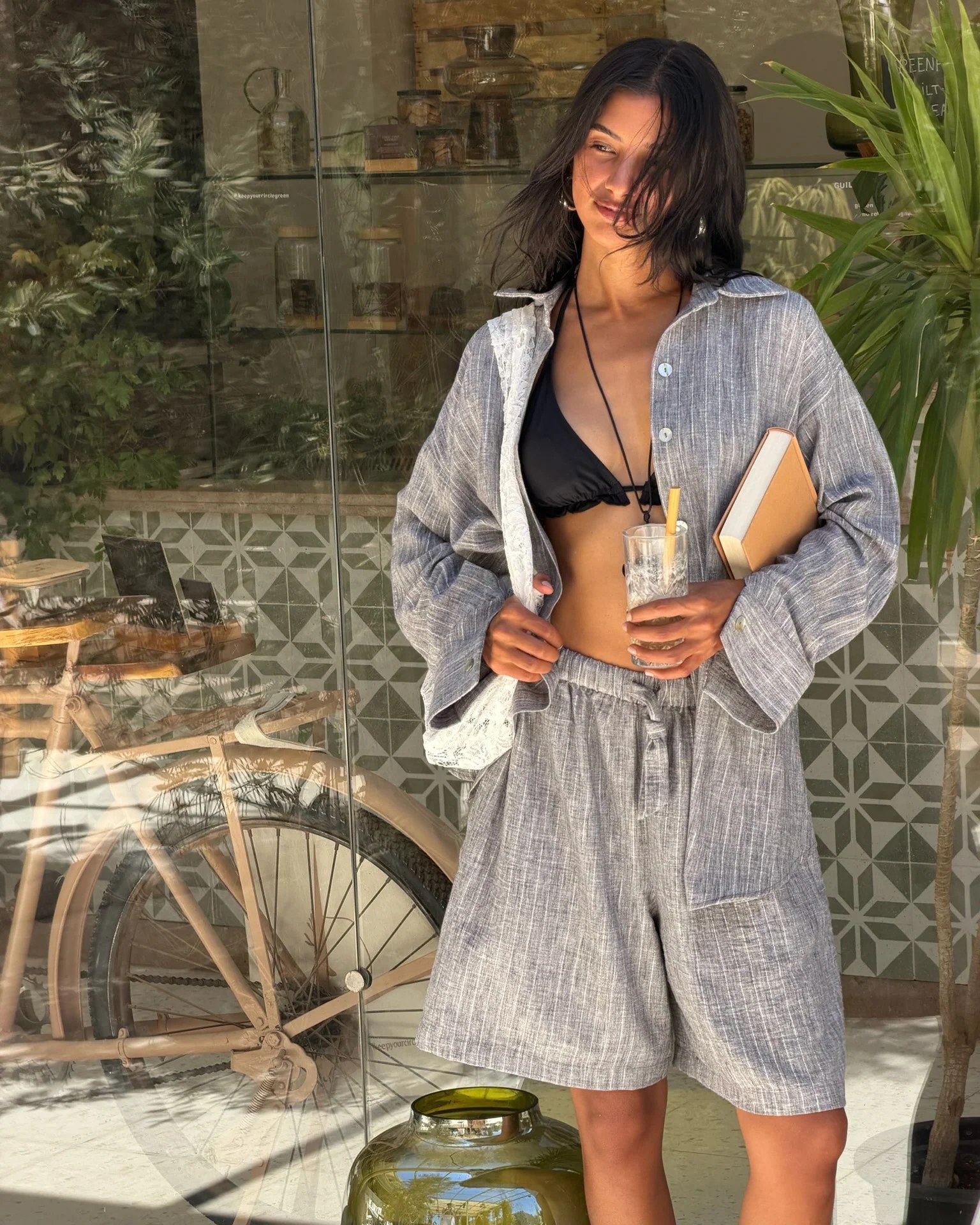 Ease Striped Shorts - Grey