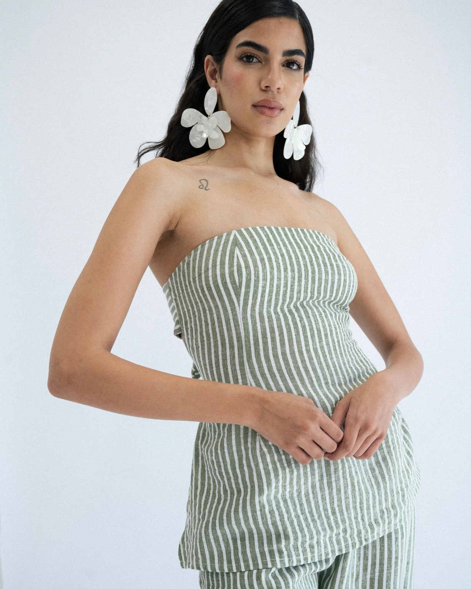 Seafoam Striped Tie Back Top