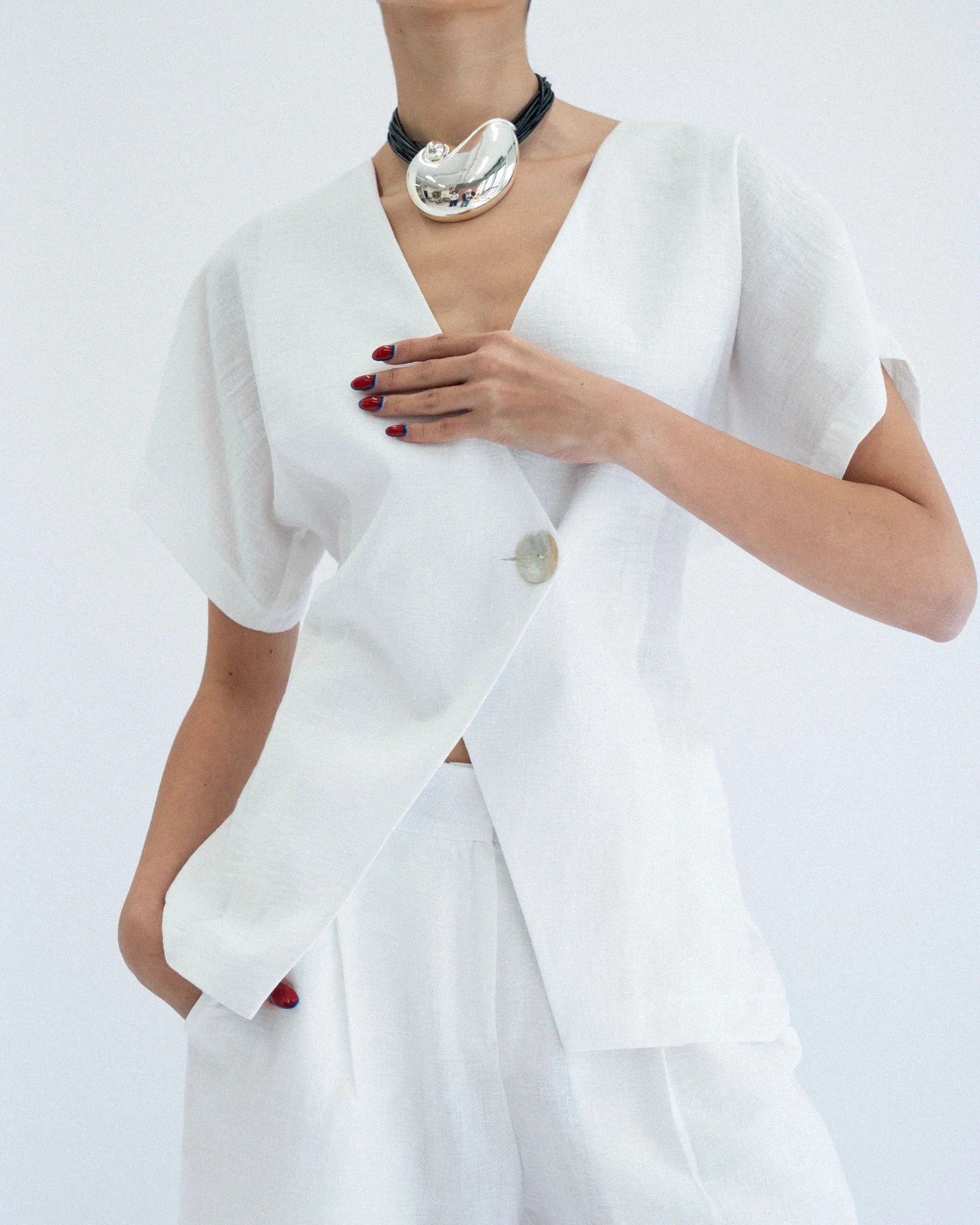 Asymmetrical Blazer - White
