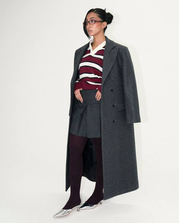 Wool Boxy Coat - Dark Grey