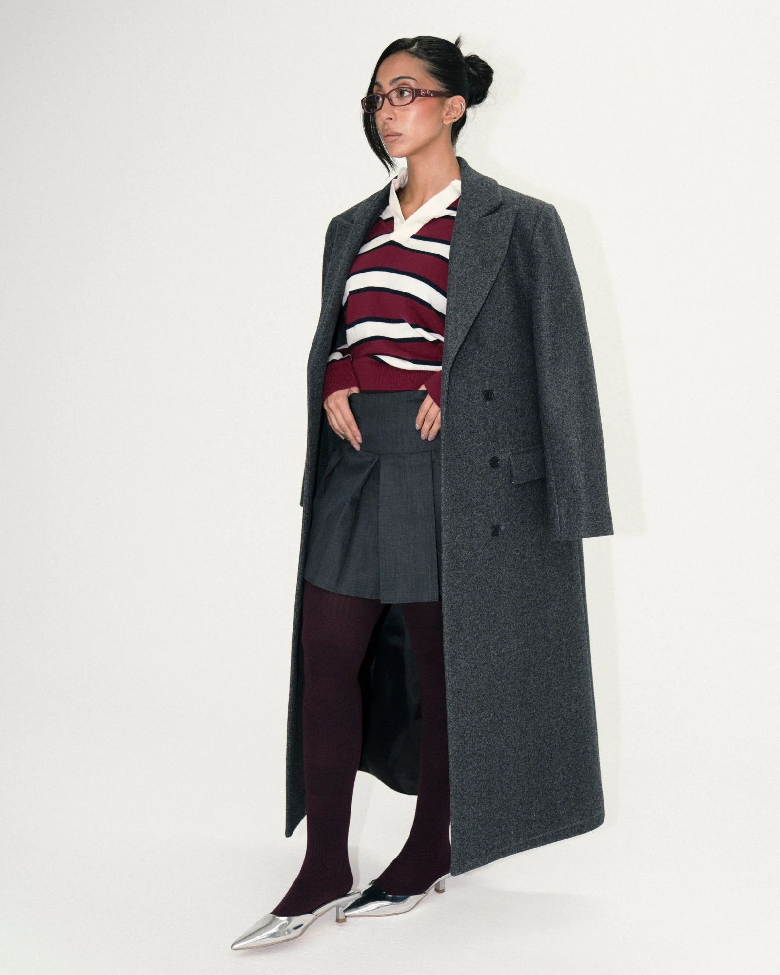 Wool Boxy Coat - Dark Grey