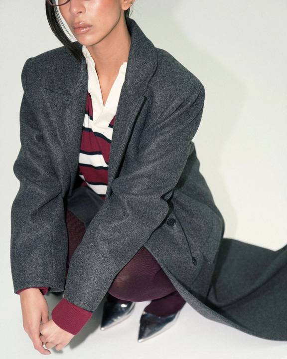 Wool Boxy Coat - Dark Grey
