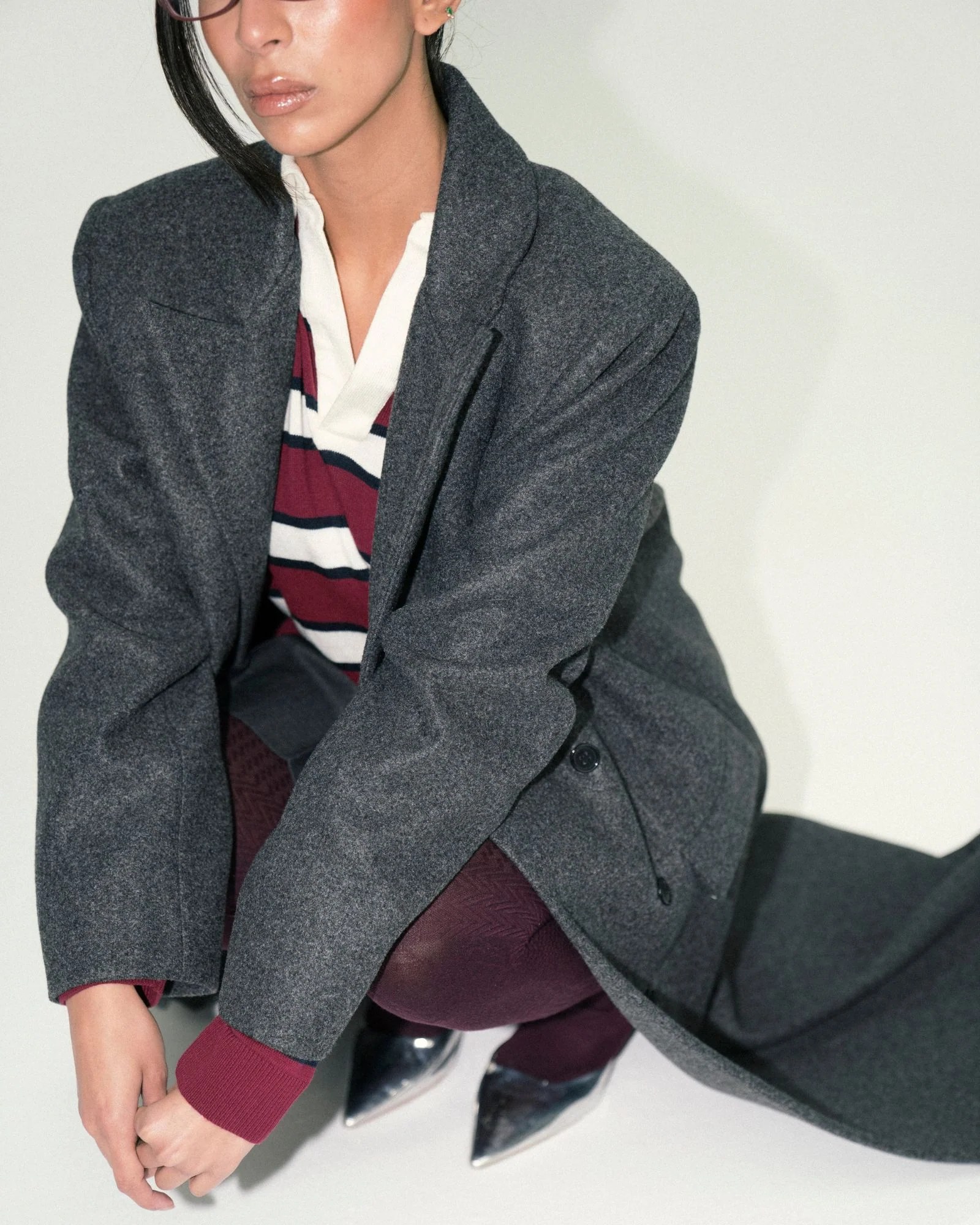 Wool Boxy Coat - Dark Grey