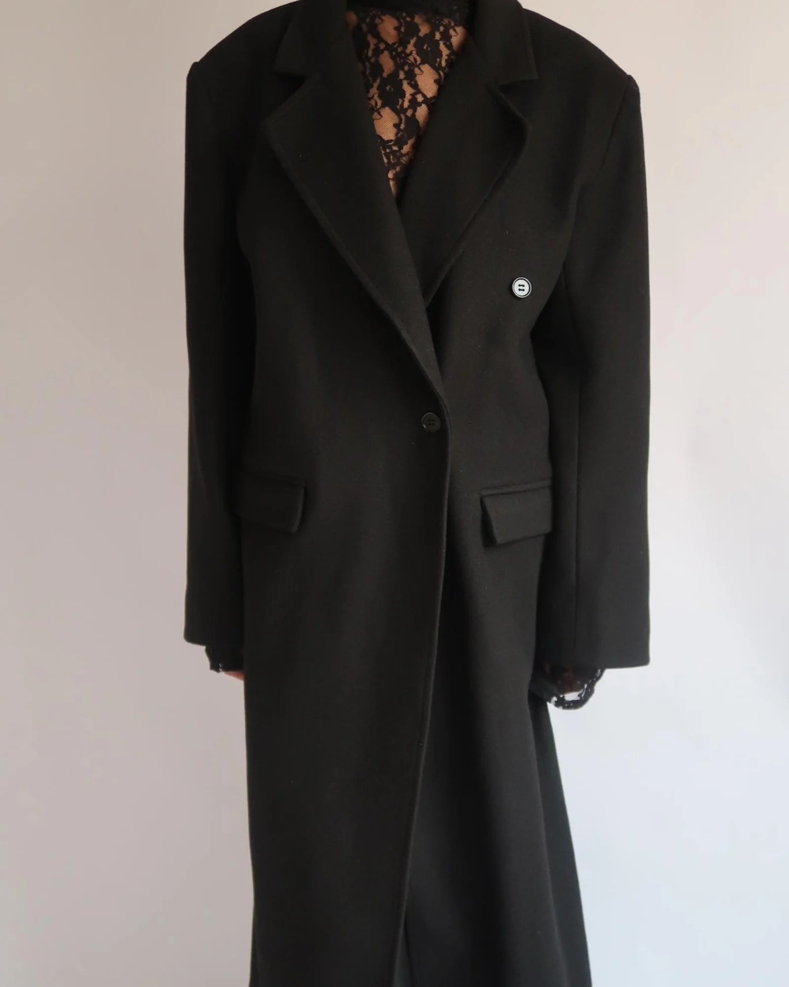 Wool Boxy Coat - Black