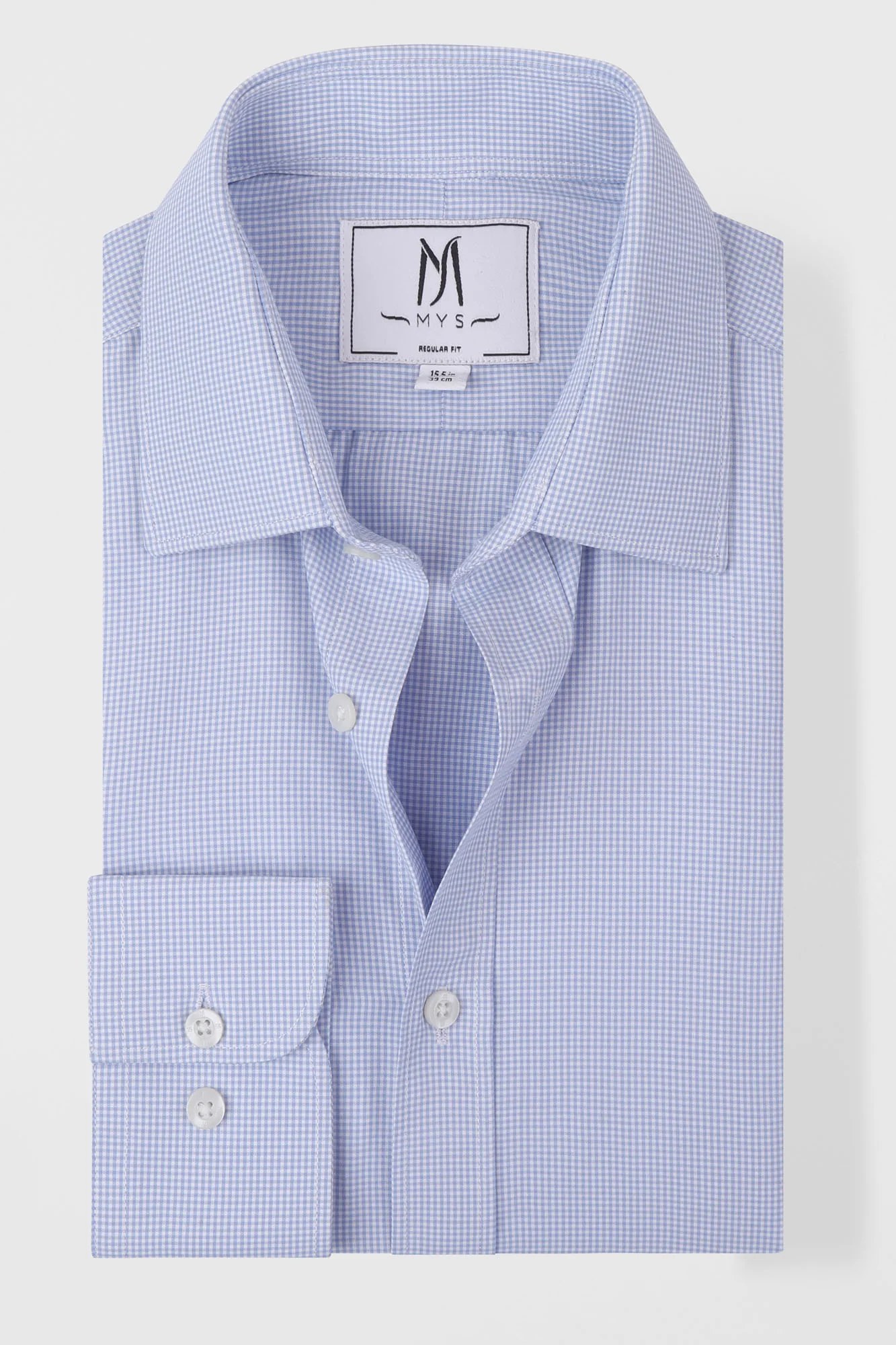 Light Blue Micro-Check Shirt - Regular Fit