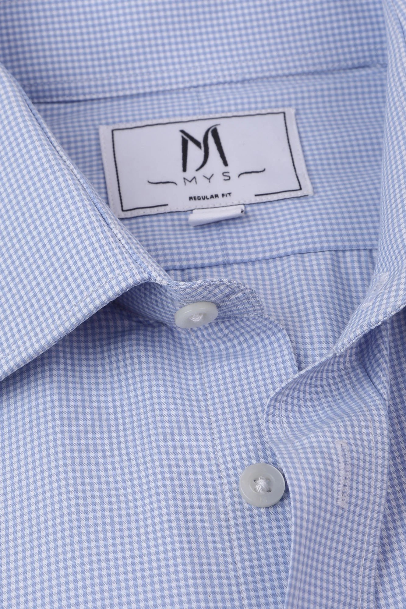 Light Blue Micro-Check Shirt - Regular Fit