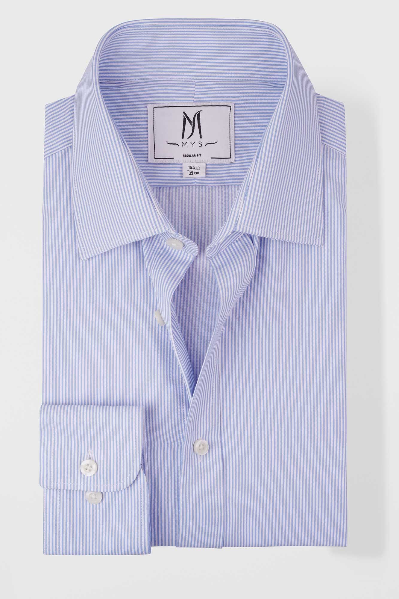 Light Blue Striped Twill Shirt - Regular Fit