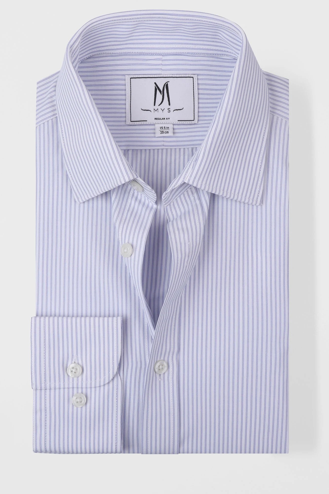 Blue Striped Poplin Shirt - Regular Fit