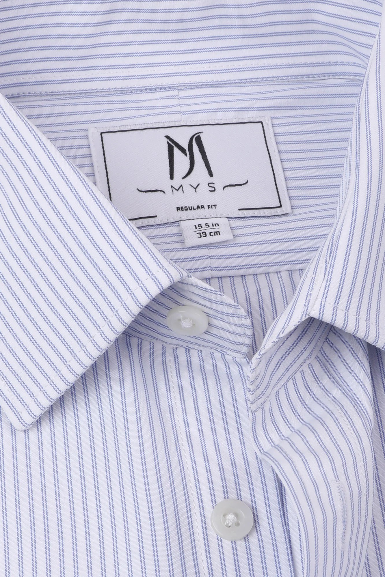 Blue Striped Poplin Shirt - Regular Fit