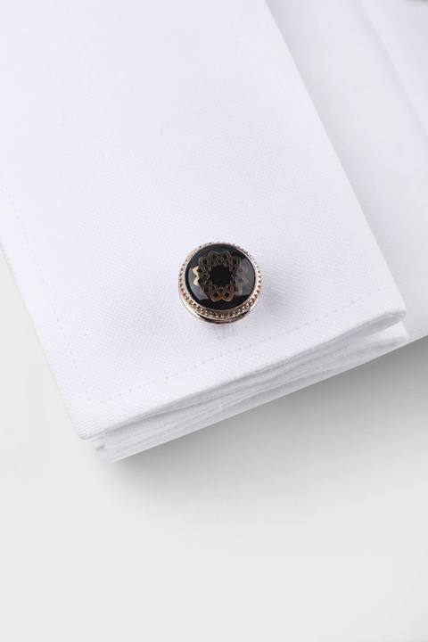 Gold Arabesque Rounded Cufflinks