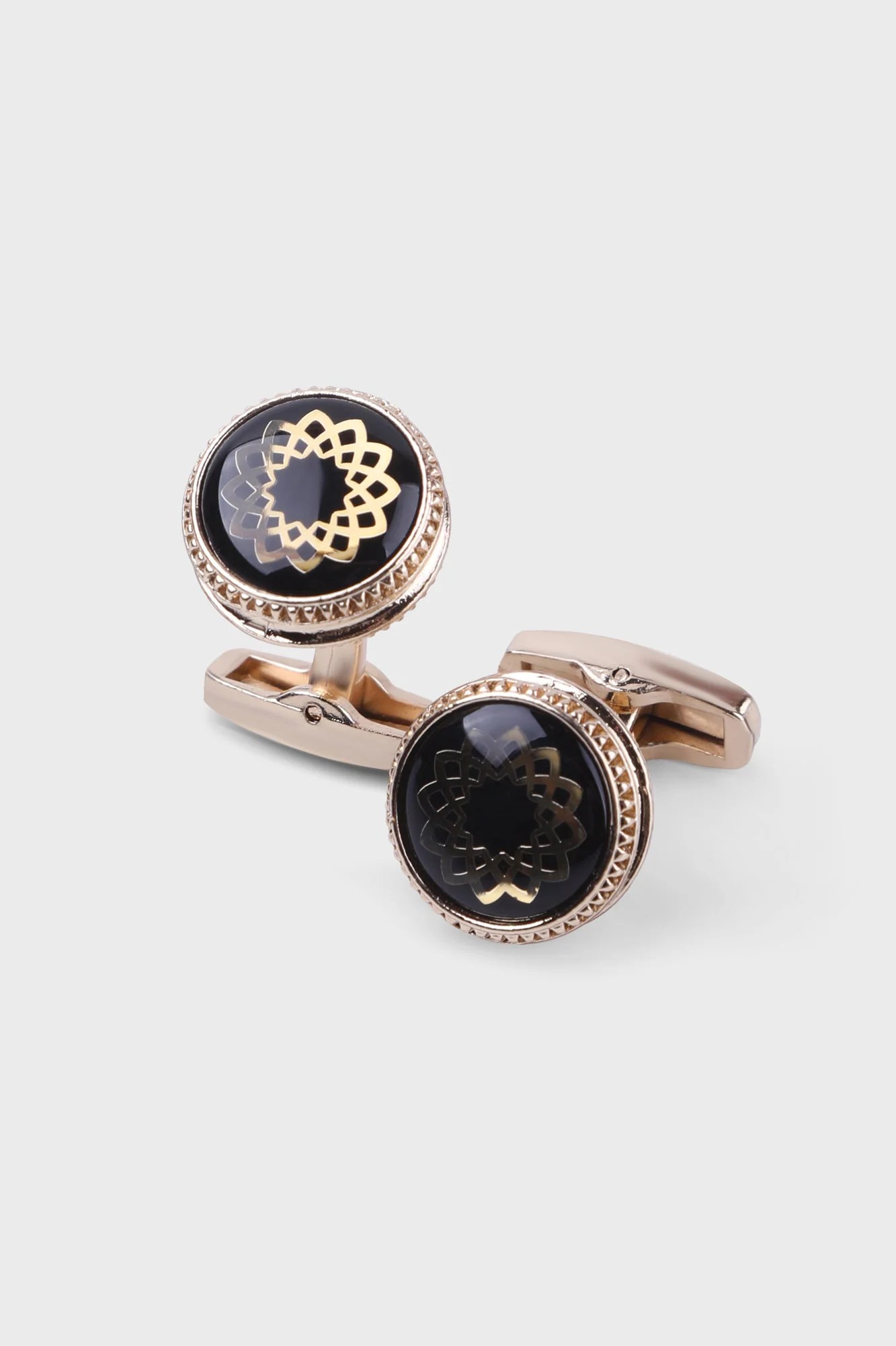 Gold Arabesque Rounded Cufflinks