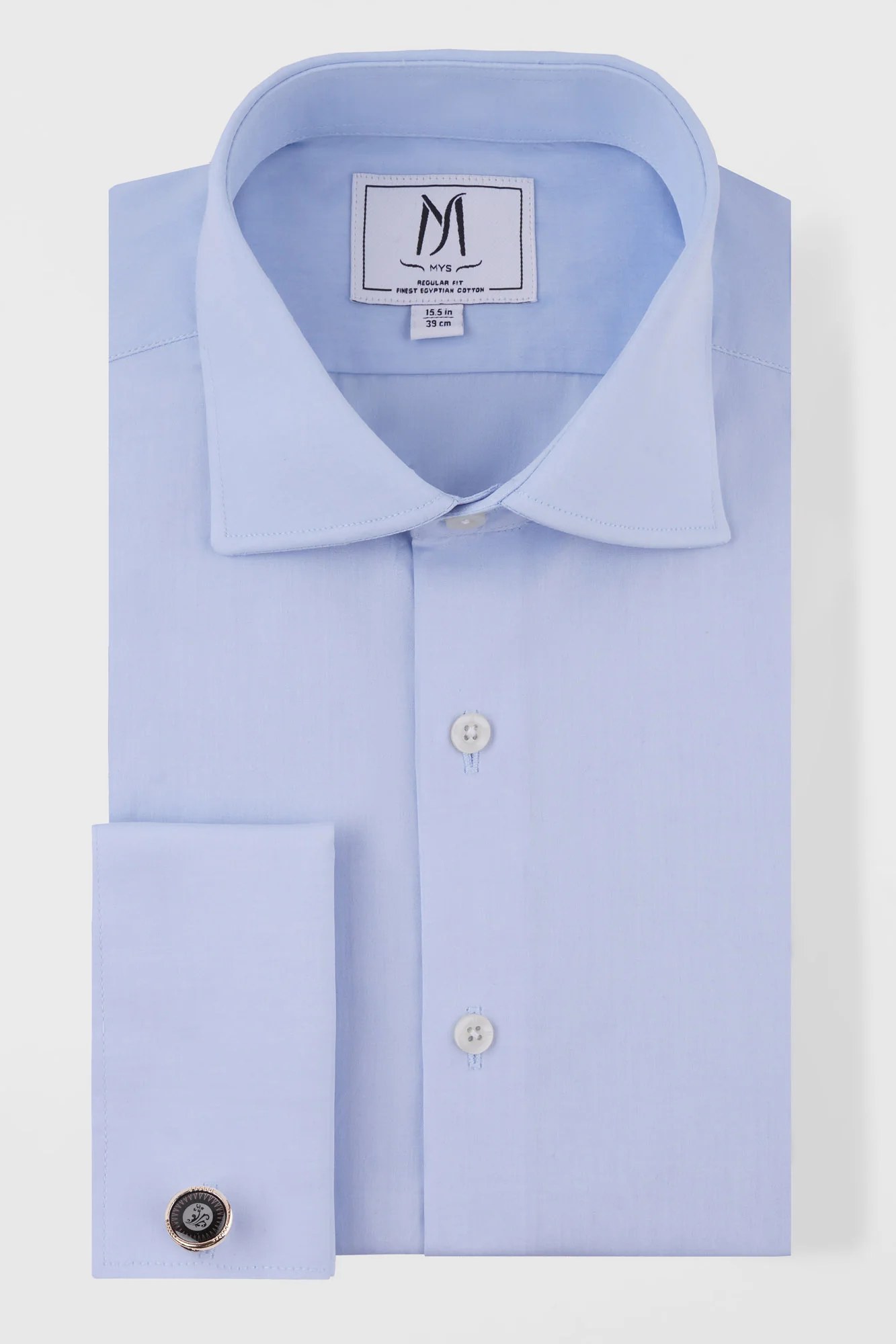 Light Blue Poplin Double Cuff Shirt - Regular Fit