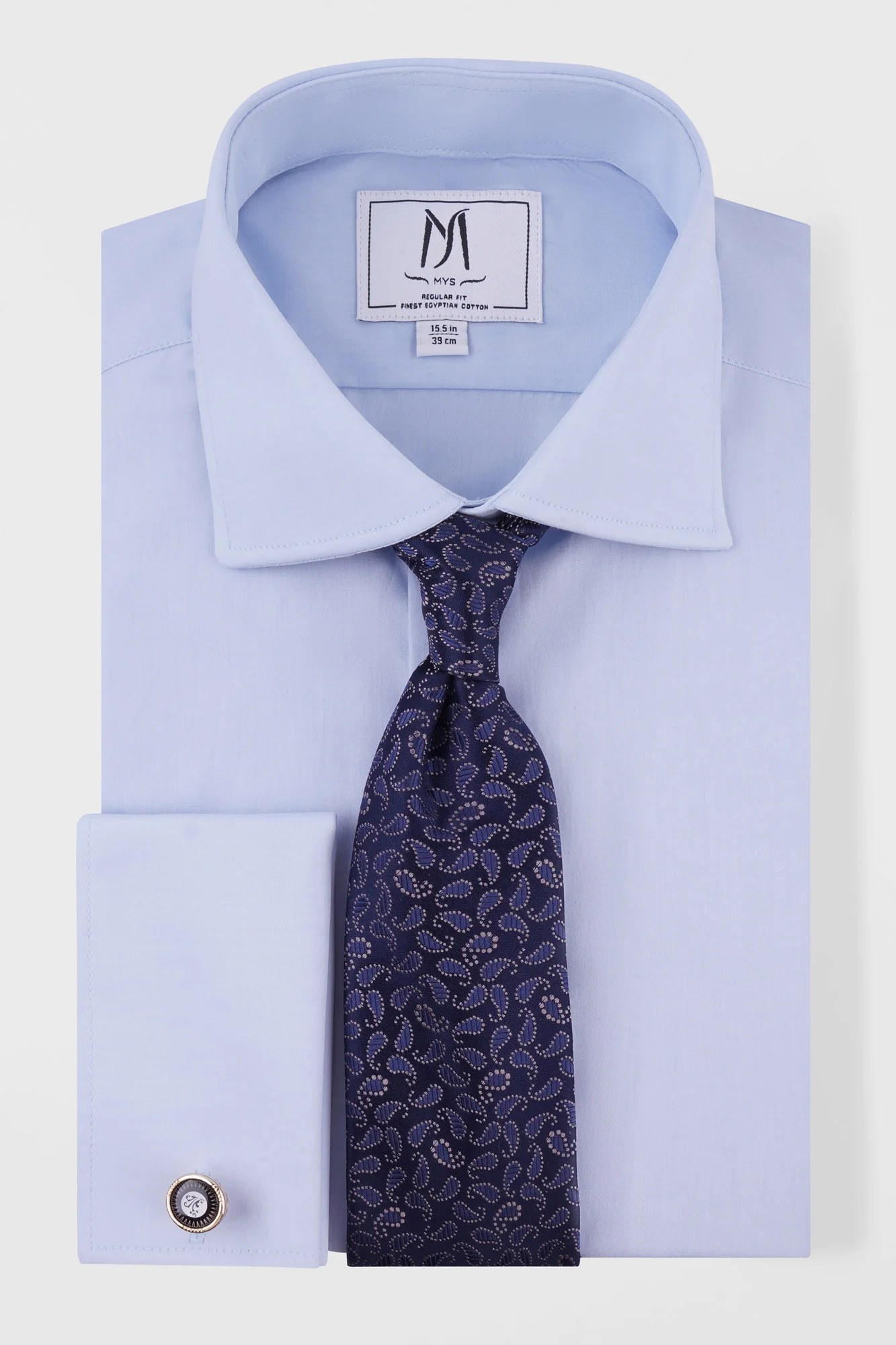 Light Blue Poplin Double Cuff Shirt - Regular Fit