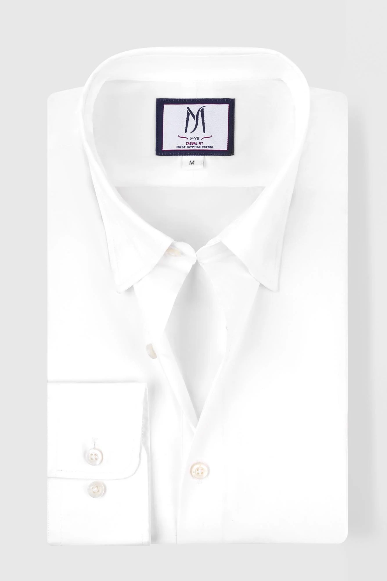 White Poplin Stretch Hidden Button-Down Shirt