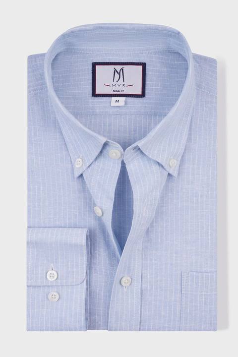 Pin Stripe Linen Cotton Button-Down Shirt