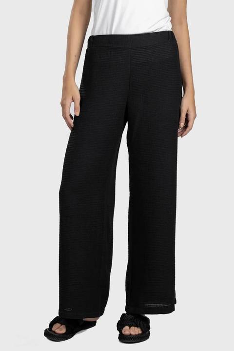 Black Waffle Relaxed Pants