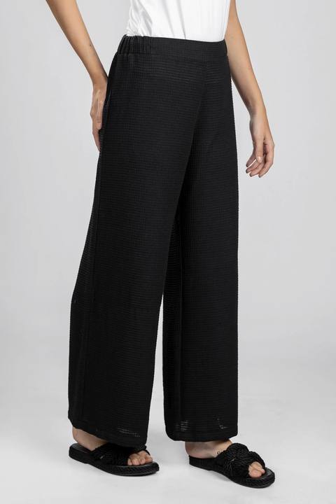 Black Waffle Relaxed Pants