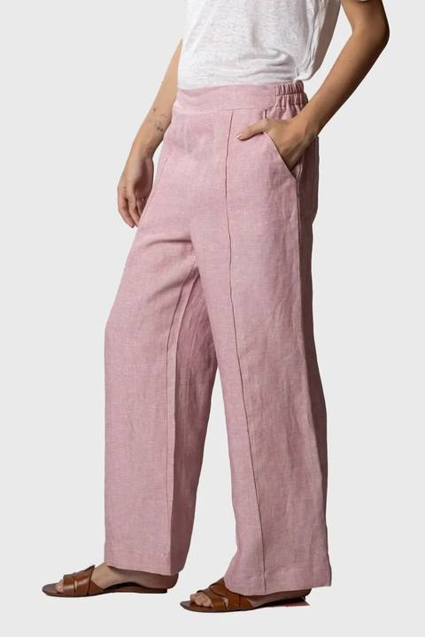 Pink Pure Linen Pants