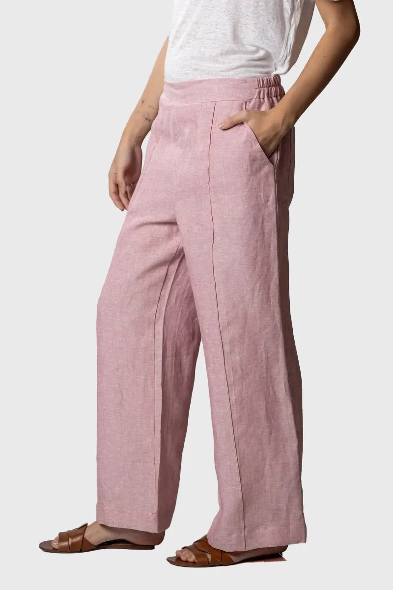 Pink Pure Linen Pants