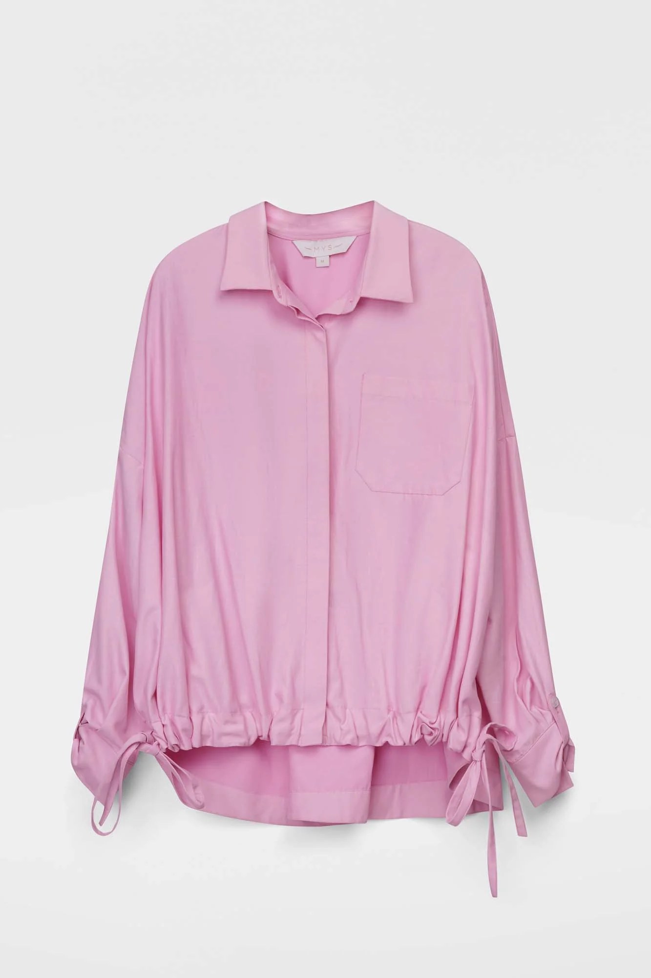 Pink Relaxed Hem Tie Shirt