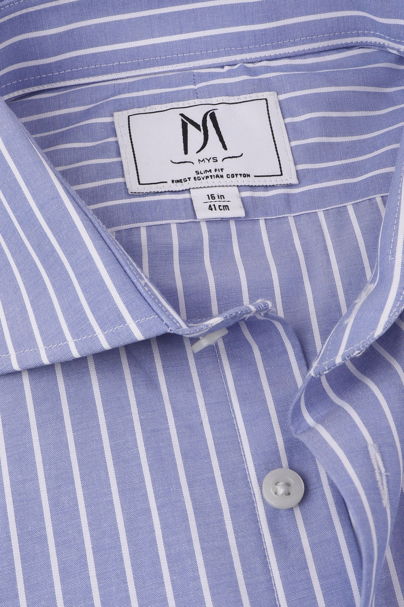 Light Blue Striped Poplin Shirt - Slim Fit