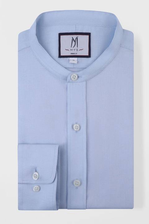 Linen Cotton Mandarin Collar Shirt