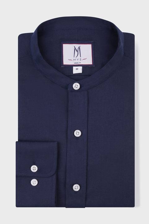 Linen Cotton Mandarin Collar Shirt
