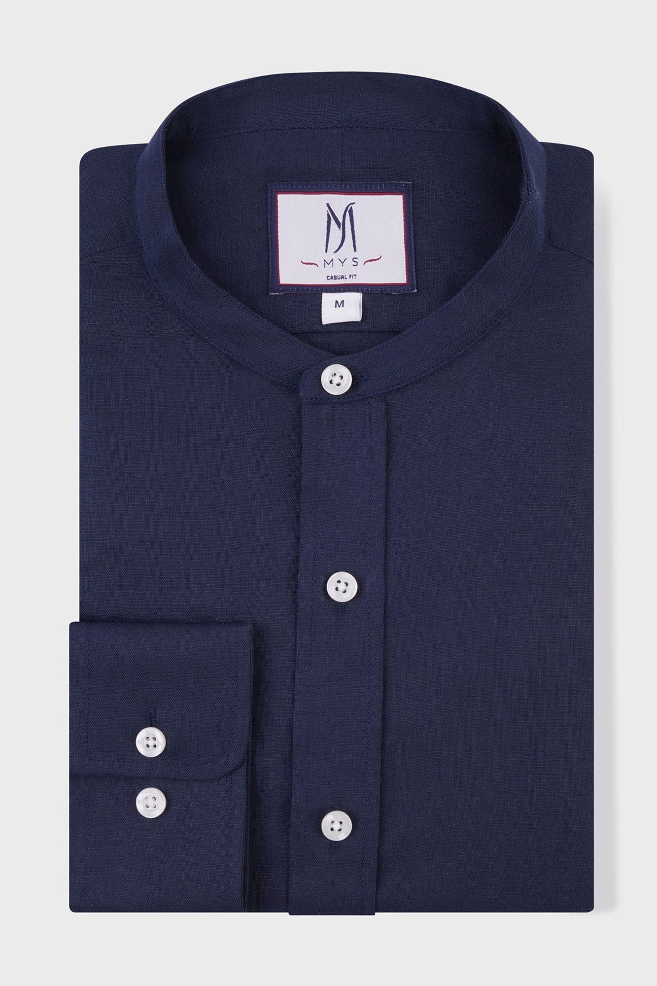Linen Cotton Mandarin Collar Shirt