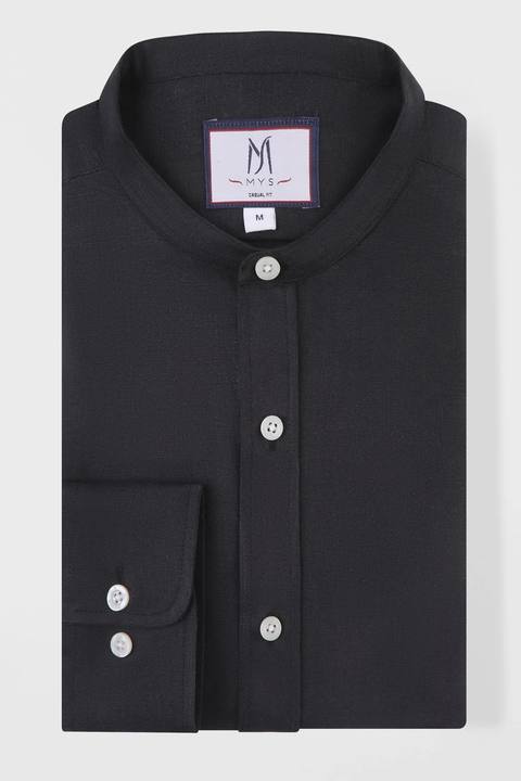 Linen Cotton Mandarin Collar Shirt
