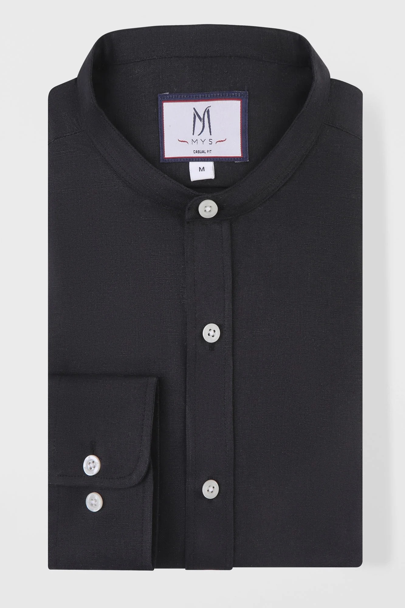 Linen Cotton Mandarin Collar Shirt