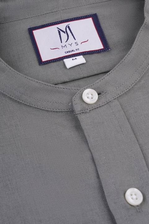 Linen Cotton Mandarin Collar Shirt