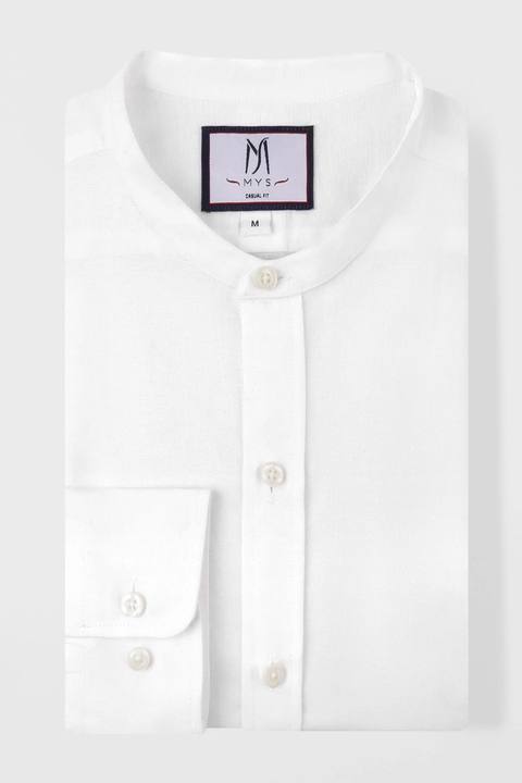 Linen Cotton Mandarin Collar Shirt