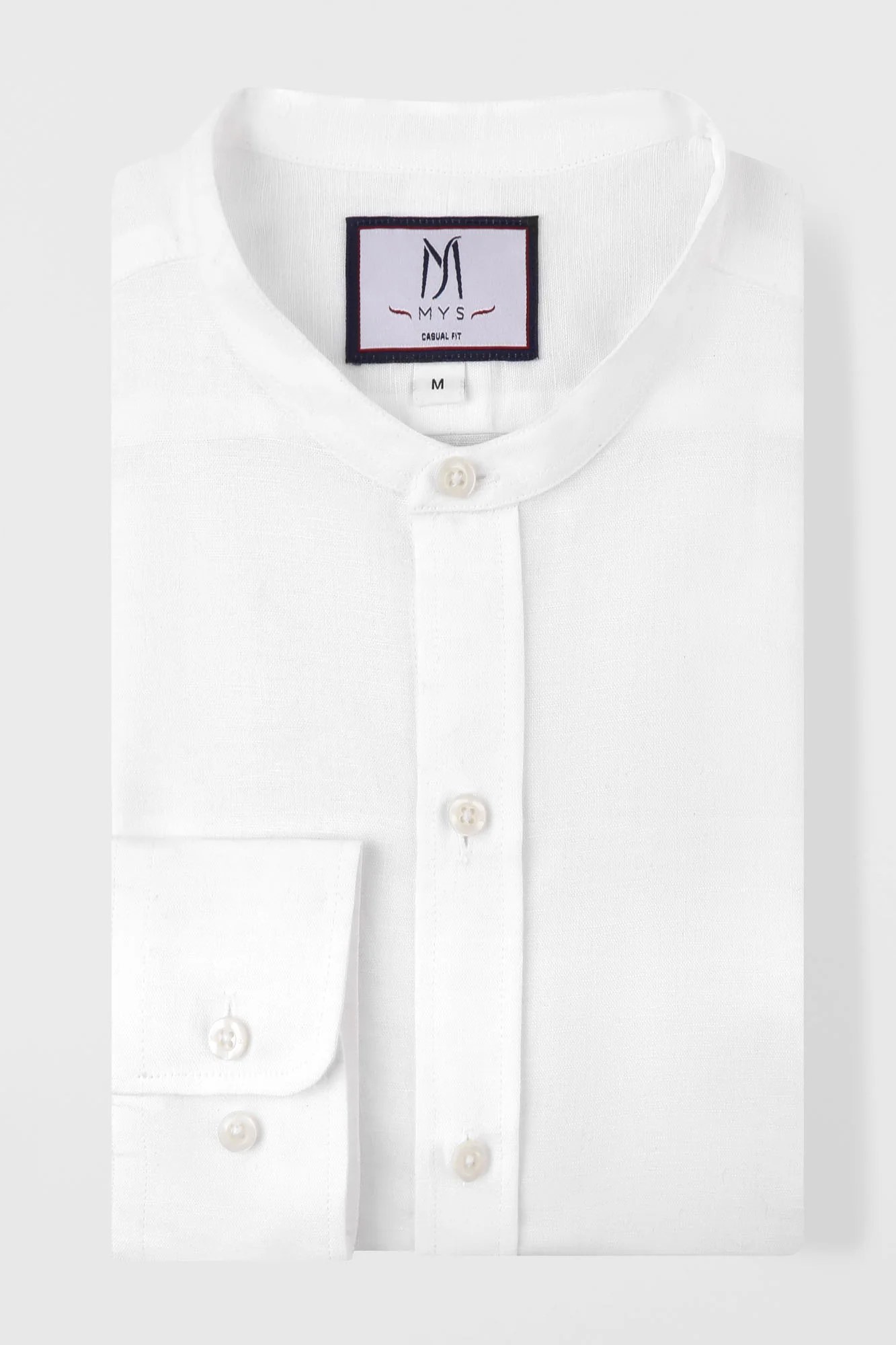 Linen Cotton Mandarin Collar Shirt