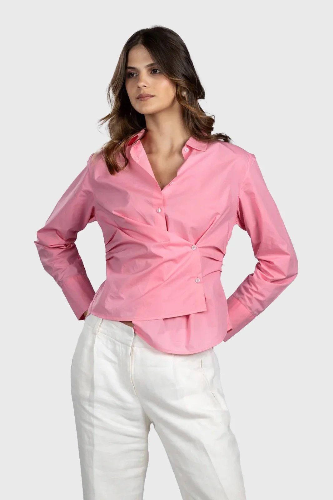 Pink Wrap Tie Shirt