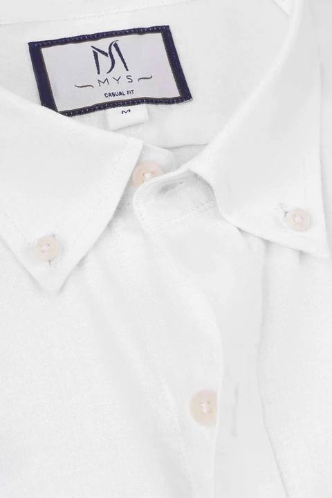 Linen Cotton Button-Down Shirt w/Pocket