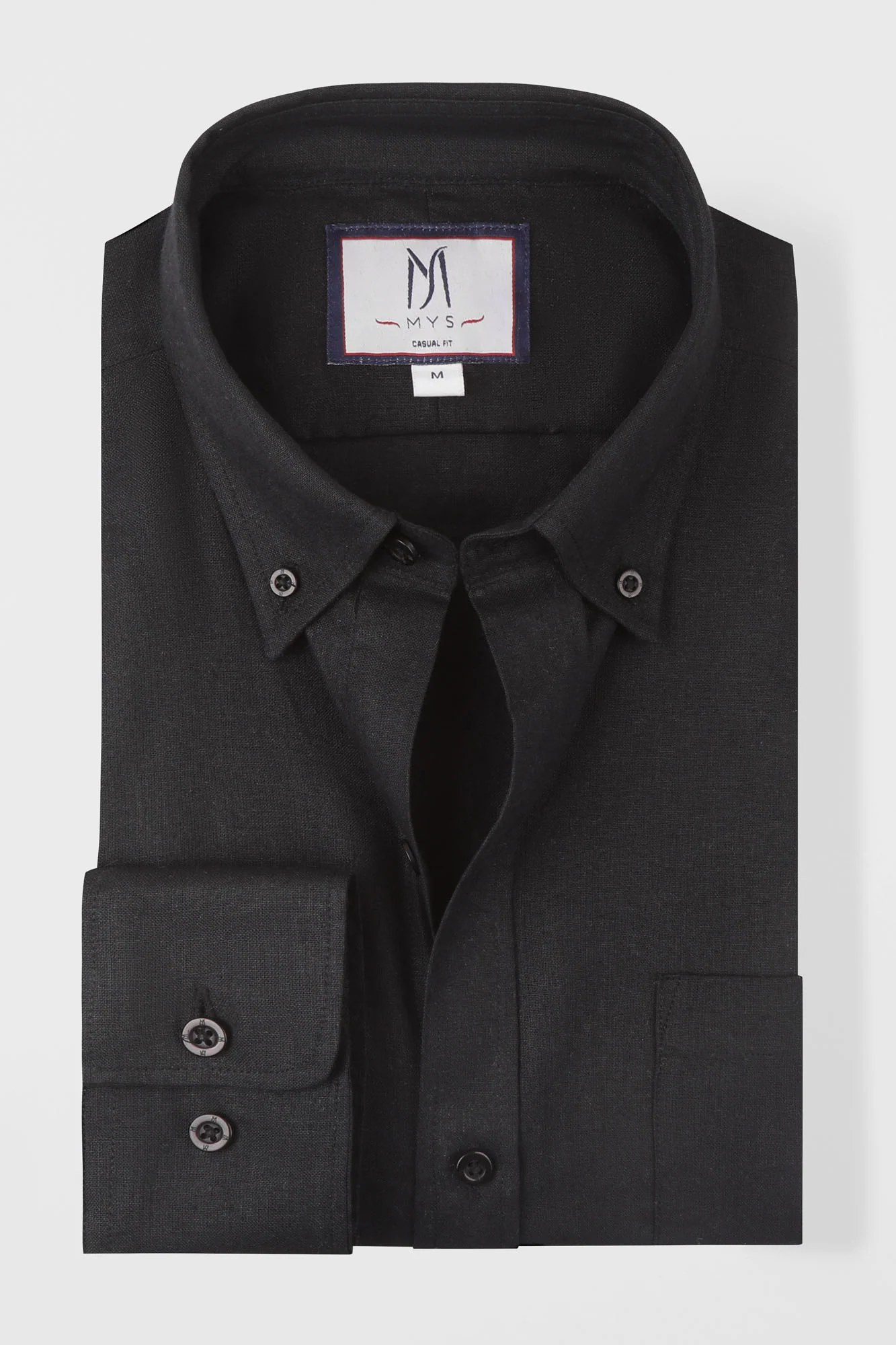 Linen Cotton Button-Down Shirt w/Pocket