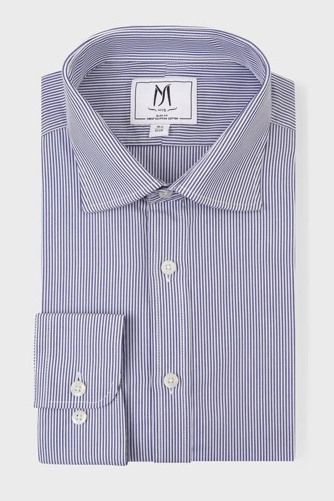 Blue Poplin Striped Shirt - Regular Fit