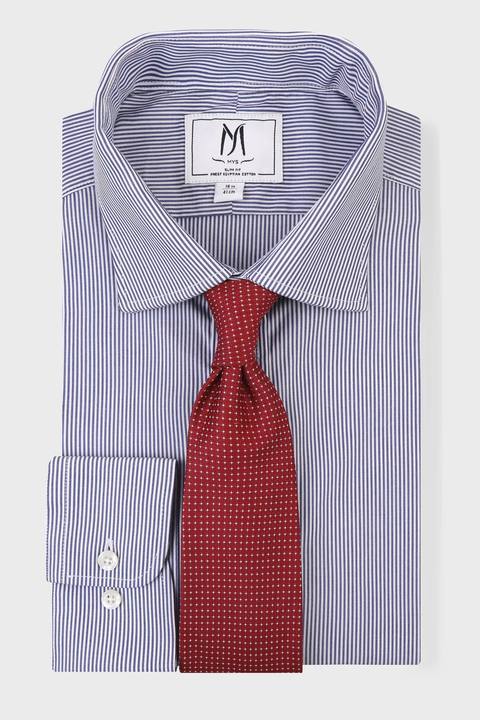 Blue Poplin Striped Shirt - Regular Fit