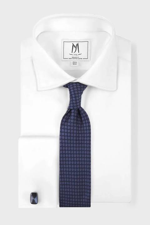 White Satin Twill Double Cuff Shirt - Regular Fit