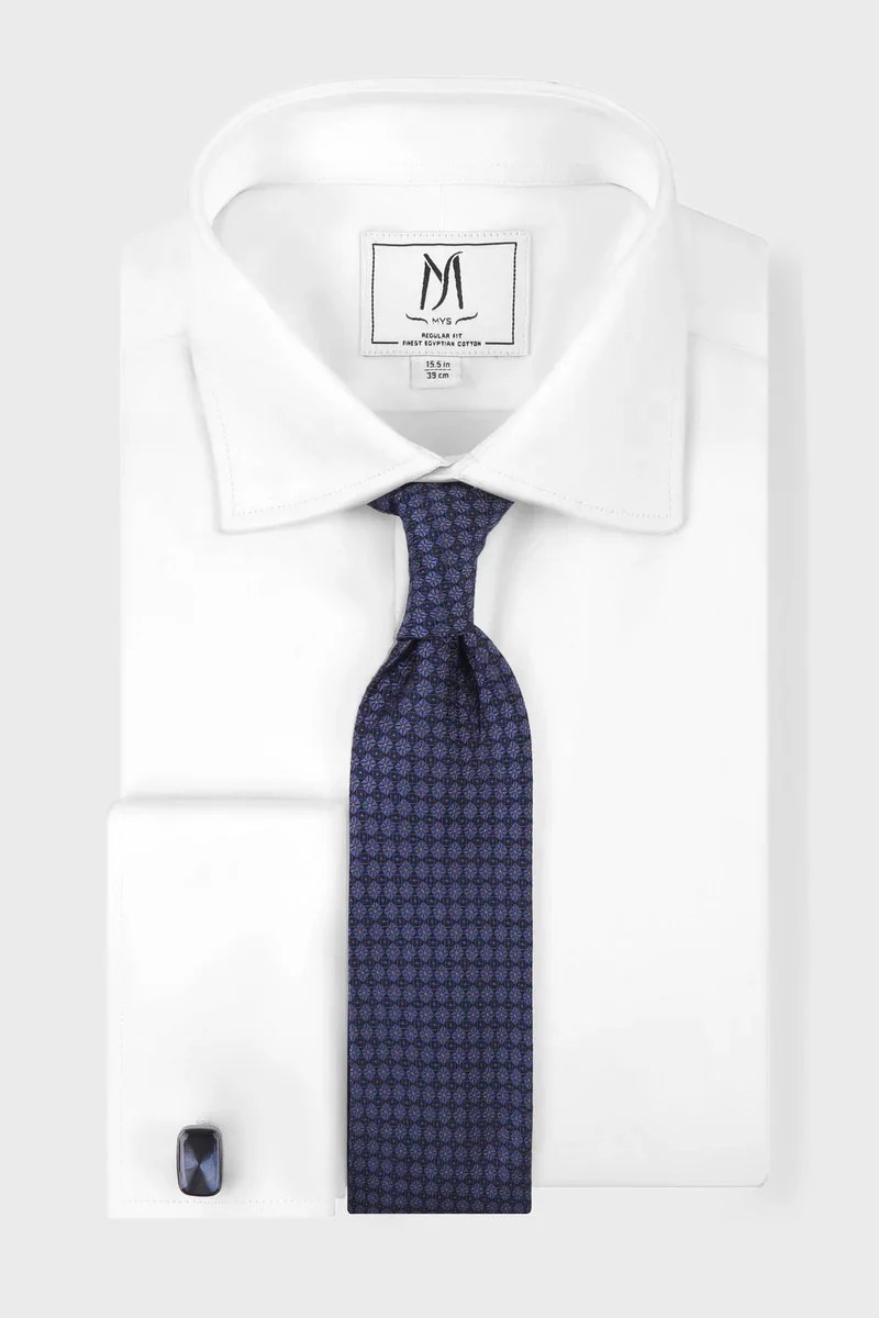 White Satin Twill Double Cuff Shirt - Regular Fit