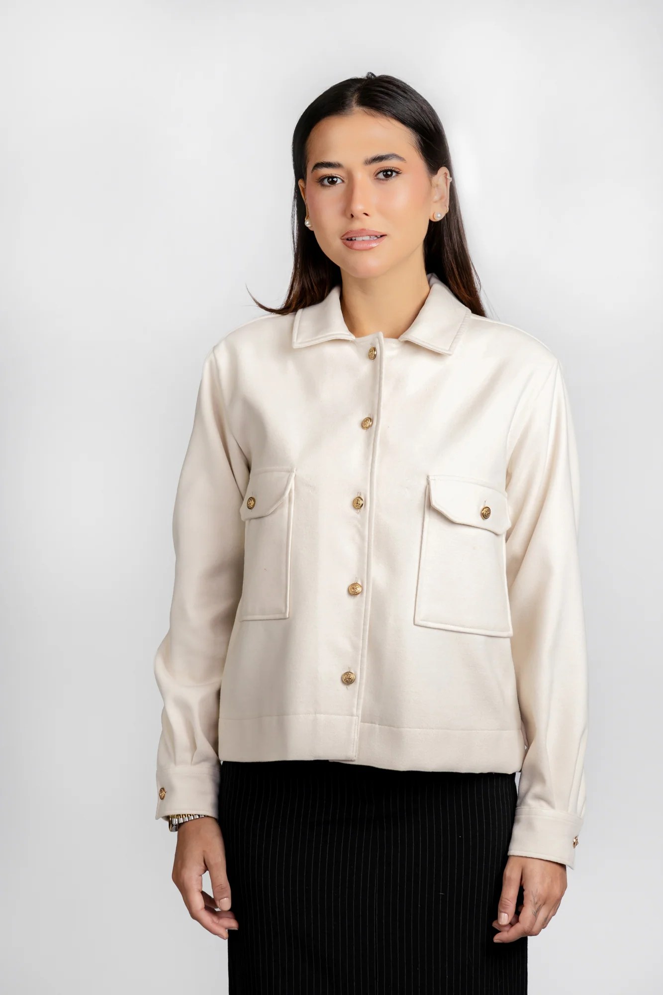Brushed Overshirt with Flap Pockets