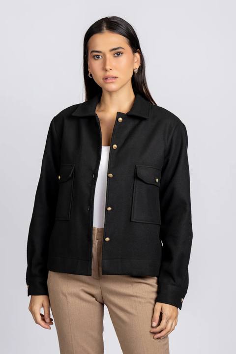 Brushed Overshirt with Flap Pockets