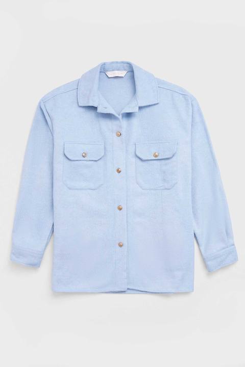 Brushed Overshirt with Flap Pockets