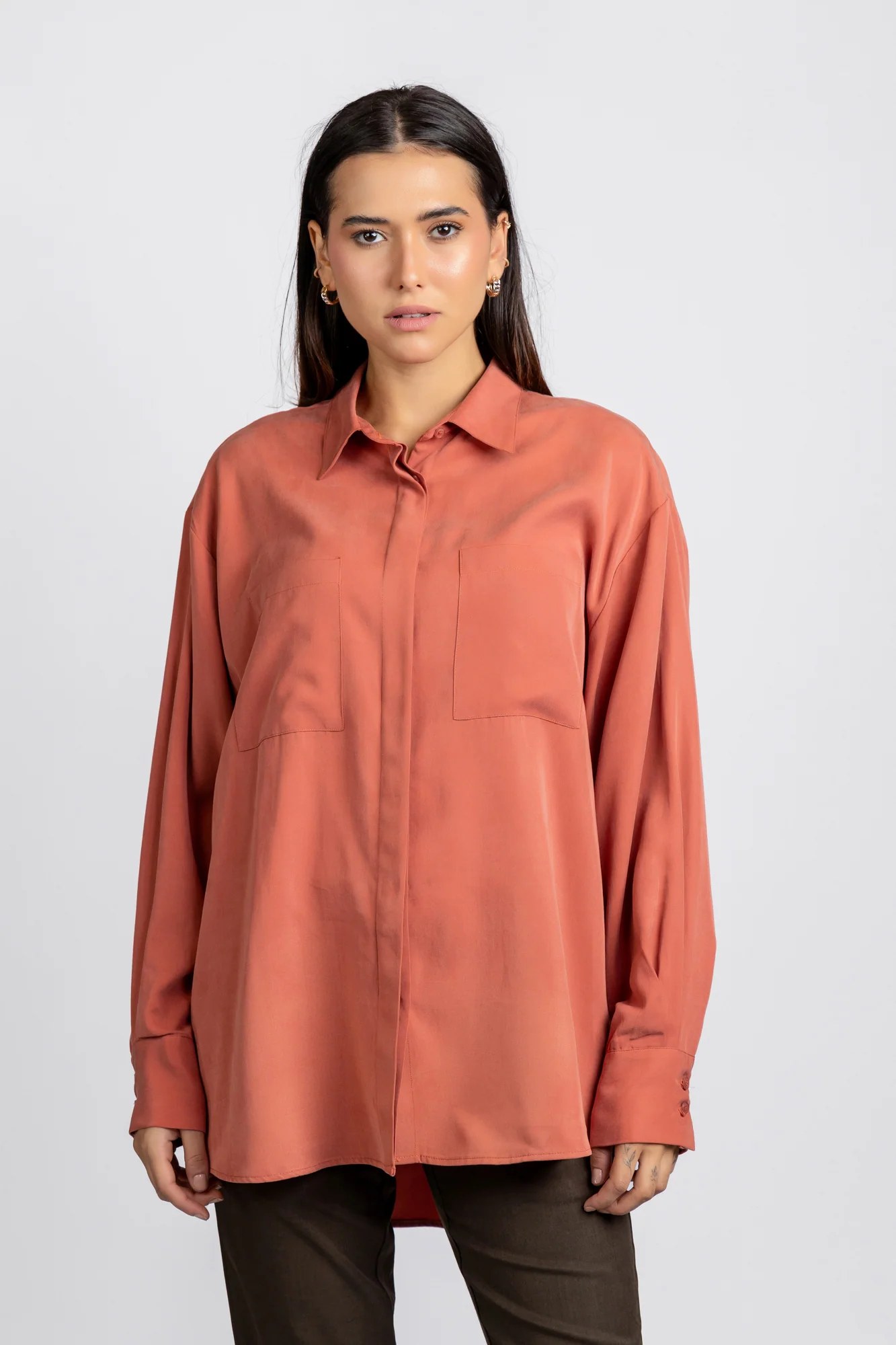Tencel Shirt with Flap Pockets